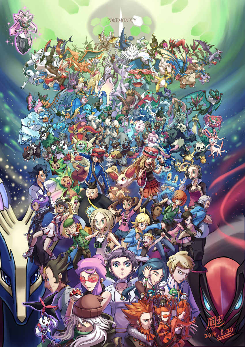 6+boys 6+girls abomasnow absol absurdres aegislash aerodactyl aggron ahoge alakazam alexa_(pokemon) aliana_(pokemon) amaura ampharos animal_ear_fluff animal_nose aromatisse augustine_sycamore aurorus avalugg az_(pokemon) bag banette barbaracle bare_arms beanie beard bergmite binacle black_footwear black_hair black_legwear black_neckwear black_pants black_shirt blastoise blaziken blonde_hair blue_eyes blue_jacket blue_pants blush_stickers bonnie_(pokemon) boots braixen breasts brown_hair brown_headwear bryony_(pokemon) bunnelby calem_(pokemon) camera carbink celosia_(pokemon) charizard chesnaught chespin clauncher clawitzer clemont_(pokemon) clenched_hand closed_eyes closed_mouth coat commentary_request copyright_name crossed_arms dark-skinned_male dark_skin dated dedenne delphox diancie diantha_(pokemon) diggersby doublade dragalge drasna_(pokemon) dress earrings espurr everyone eyelashes eyeshadow eyewear_on_head facial_hair fennekin fire flabebe flame-tipped_tail fletchinder fletchling floette floette_(eternal) florges florges_(red_flower) froakie frogadier furfrou furfrou_(natural) garchomp gardevoir gen_1_pokemon gen_2_pokemon gen_3_pokemon gen_4_pokemon gen_6_pokemon gengar glasses gogoat goodra green_eyes greninja grey_hair gyarados hands_up hat hawlucha headset heliolisk helioptile helmet heracross highres holding holding_microphone holding_poke_ball hooh_lin houndoom inkay jacket jewelry jumpsuit kangaskhan klefki korrina_(pokemon) legendary_pokemon light_brown_hair litleo long_hair long_sleeves looking_to_the_side lucario lysandre_(pokemon) mable_(pokemon) makeup malamar malva_(pokemon) manectric mawile medicham mega_abomasnow mega_absol mega_aerodactyl mega_aggron mega_alakazam mega_ampharos mega_banette mega_blastoise mega_blaziken mega_charizard_x mega_charizard_y mega_garchomp mega_gardevoir mega_gengar mega_gyarados mega_heracross mega_houndoom mega_kangaskhan mega_lucario mega_manectric mega_mawile mega_medicham mega_mewtwo_x mega_mewtwo_y mega_pinsir mega_pokemon mega_ring mega_scizor mega_tyranitar mega_venusaur meowstic meowstic_(female) meowstic_(male) mewtwo microphone multiple_boys multiple_girls mythical_pokemon necktie nintendo noibat noivern old old_man olympia_(pokemon) open_mouth orange_hair orange_jacket pancham pangoro pants phantump pinsir pleated_skirt pointing poke_ball poke_ball_(basic) pokemon pokemon_(creature) pokemon_xy pumpkaboo purple_hair pyroar pyroar_(female) pyroar_(male) quilladin ramos_(pokemon) red_skirt roller_skates scatterbug scizor serena_(pokemon) serious shauna_(pokemon) shirt short_hair shoulder_bag sidelocks siebold_(pokemon) skates skirt sleeveless sliggoo slurpuff smile snout spewpa sunglasses swirlix sylveon tail talonflame team_flare_grunt teeth thighhighs tierno_(pokemon) tongue trevenant trevor_(pokemon) turtleneck tyranitar tyrantrum tyrunt valerie_(pokemon) venusaur video_camera viola_(pokemon) vivillon white_coat white_shirt wikstrom_(pokemon) wulfric_(pokemon) xerneas xerosic_(pokemon) yveltal zygarde