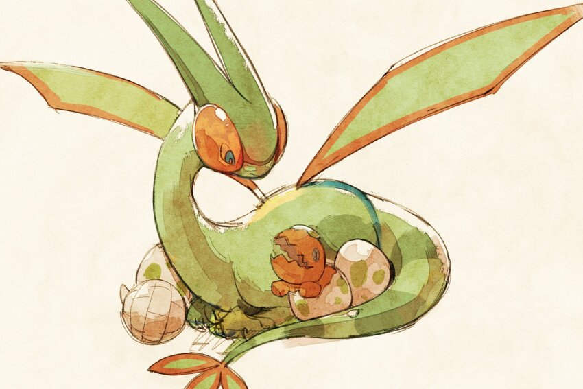 animal_focus blue_eyes egg flygon funeumi gen_1_pokemon gen_3_pokemon hatching highres looking_at_another nintendo no_humans open_mouth pokemon pokemon_(creature) pokemon_egg sandshrew simple_background trapinch white_background