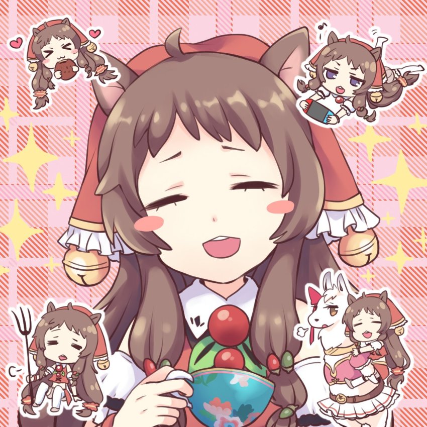 1girl animal_ears blush breasts brown_hair gucchiann highres long_hair princess_connect! lima_(princess_connect!) rin_(princess_connect!) small_breasts squirrel_ears squirrel_tail tail