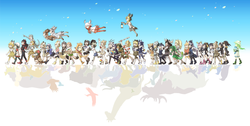 6+girls ^_^ african_wild_dog_(kemono_friends) alpaca alpaca_ears alpaca_girl alpaca_suri_(kemono_friends) alpaca_tail american_beaver_(kemono_friends) animal_ears animal_print antenna_hair antlers arabian_oryx_(kemono_friends) arm_at_side arm_up armadillo_ears aurochs_(kemono_friends) backpack bag ball bear bear_ears bear_girl bear_tail beaver_ears beaver_tail bird bird_girl bird_tail bird_wings black-tailed_prairie_dog_(kemono_friends) black_hair blonde_hair blue_hair blunt_bangs bodystocking bow bowtie brown_hair bug butterfly camouflage campo_flicker_(kemono_friends) carrying cat cat_ears cat_girl cat_tail chameleon chameleon_tail circlet closed_eyes closed_mouth coat common_raccoon_(kemono_friends) cow cow_ears crested_porcupine_(kemono_friends) crossed_arms dark-skinned_female dark_skin different_reflection dog dog_ears dog_girl dog_tail elbow_gloves emperor_penguin_(kemono_friends) empty_eyes eurasian_eagle_owl_(kemono_friends) everyone extra_ears ezo_red_fox_(kemono_friends) fennec_(kemono_friends) fennec_fox floating_hair forehead_protector fox fox_ears fox_girl fox_tail from_side full_body fur_collar gazelle gazelle_ears gentoo_penguin_(kemono_friends) geta giant_armadillo_(kemono_friends) giraffe giraffe_ears giraffe_horns giraffe_print glasses gloves golden_snub-nosed_monkey_(kemono_friends) green_hair grey_hair grey_wolf_(kemono_friends) hat hat_feather head_wings headphones height_difference helmet highres hippopotamus hippopotamus_(kemono_friends) hippopotamus_ears hologram hood hood_up horns humboldt_penguin_(kemono_friends) insect jacket jaguar jaguar_(kemono_friends) jaguar_ears jaguar_girl jaguar_tail jaguarman_series japanese_black_bear_(kemono_friends) japanese_crested_ibis_(kemono_friends) kaban_(kemono_friends) kemono_friends kneeling kokorori-p leopard_print leotard lion lion_(kemono_friends) lion_ears lion_girl lion_tail long_hair long_sleeves looking_afar looking_at_another lucky_beast_(kemono_friends) margay margay_(kemono_friends) medium_hair mirai_(kemono_friends) monkey monkey_ears monkey_girl monkey_tail moose moose_(kemono_friends) moose_ears multicolored_hair multiple_girls necktie northern_white-faced_owl_(kemono_friends) on_shoulder one-piece_swimsuit open_mouth orange_hair orange_jacket otter otter_ears otter_girl otter_tail outstretched_arm owl owl_ears panther_chameleon_(kemono_friends) pants pantyhose paw_stick penguin penguin_tail pith_helmet plaid_clothes plaid_necktie plaid_sleeves plaid_trim pleated_skirt pointing porcupine porcupine_ears print_gloves print_skirt raccoon_ears raccoon_girl raccoon_tail red_hair red_pantyhose red_shirt reflection reflective_floor reticulated_giraffe_(kemono_friends) rhinoceros_girl rockhopper_penguin_(kemono_friends) royal_penguin_(kemono_friends) running sand_cat_(kemono_friends) serval serval_(kemono_friends) shirt shoebill shoebill_(kemono_friends) shoes short_sleeves shorts shoulder_carry silhouette silver_fox_(kemono_friends) sitting_on_shoulder skirt small-clawed_otter_(kemono_friends) smile snake snake_tail striped_tail swimsuit tail thighhighs tsuchinoko_(kemono_friends) walking white_rhinoceros_(kemono_friends) wings wolf wolf_ears wolf_girl wolf_tail