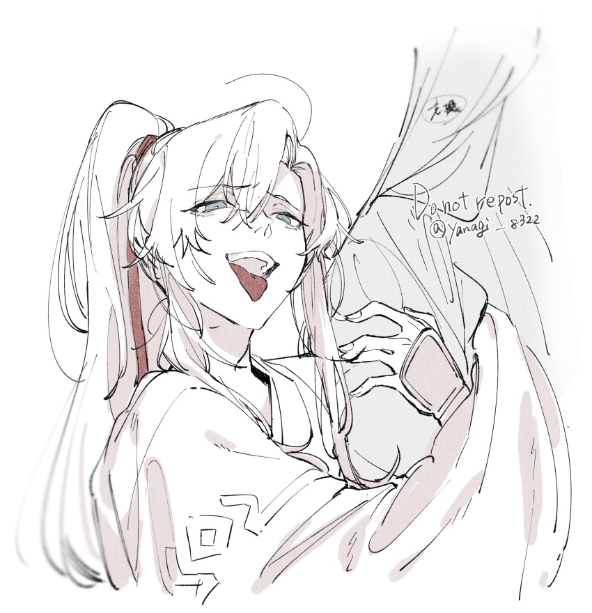 2boys absurdres ahoge arm_hug chinese_clothes grey_eyes greyscale gymnasium119 hair_between_eyes hair_ribbon hanfu highres holding_another&#039;s_arm lan_wangji long_hair long_sleeves looking_at_viewer male_focus modao_zushi monochrome multiple_boys open_mouth out_of_frame ponytail red_ribbon ribbon robe sidelocks simple_background sketch sleeves_past_wrists smile solo solo_focus spot_color teeth tongue tongue_out twitter_username upper_body upper_teeth_only wei_wuxian white_background wide_sleeves yaoi