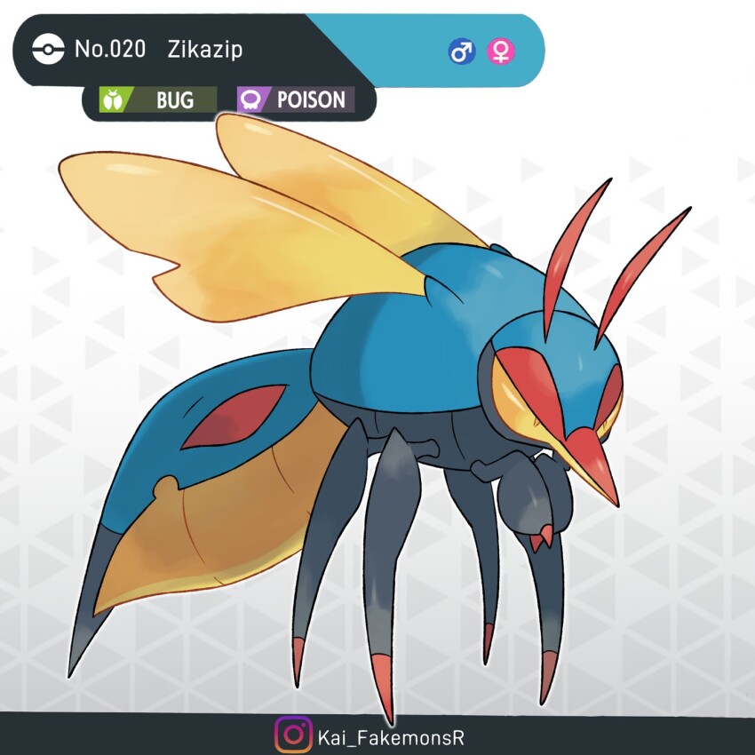 antennae artist_name bug character_name fakemon highres insect insect_wings instagram_logo instagram_username kai_fakemonsr mosquito nintendo no_humans original poke_ball_symbol pokemon pokemon_(creature) solo wings