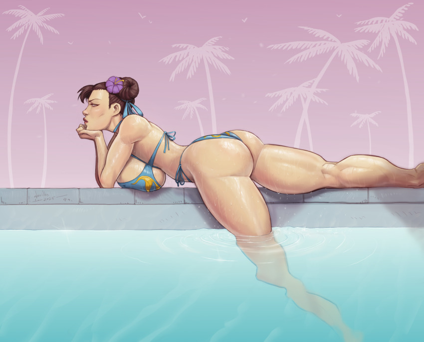 1girl ass breasts brown_hair capcom chun-li devilhs highres large_breasts street_fighter