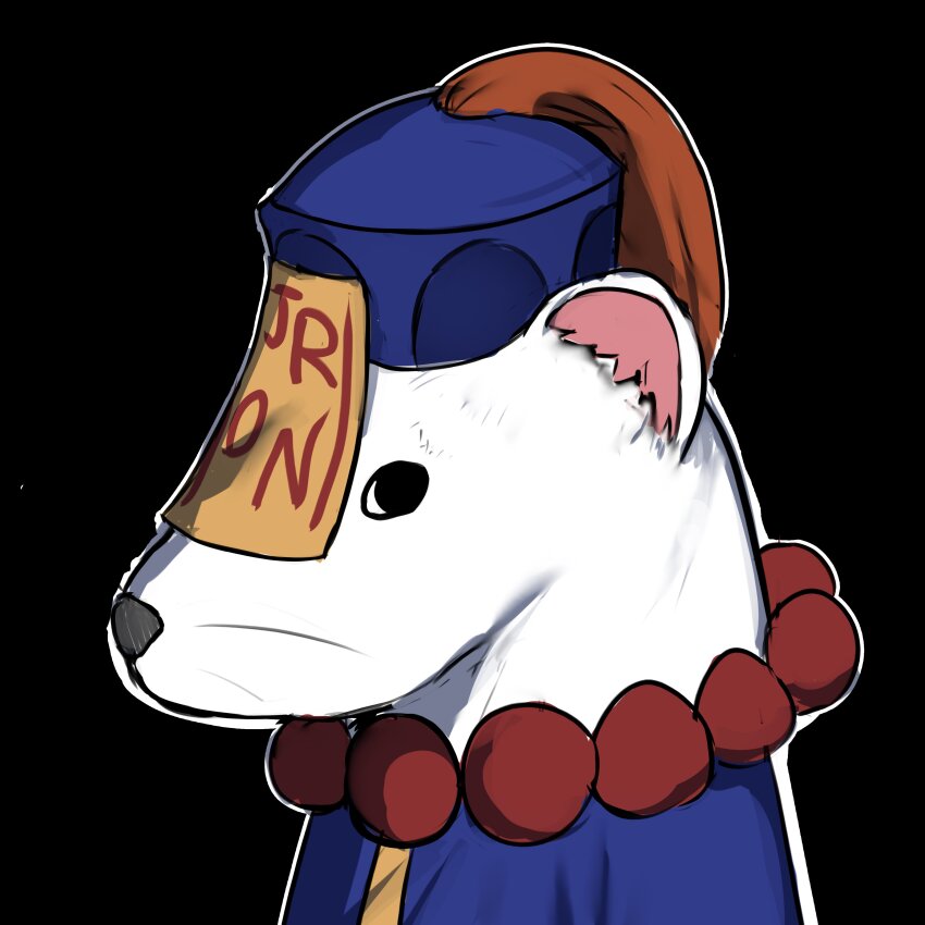 1boy absurdres animal animal_focus animalization bead_necklace beads bear black_background black_eyes borrowed_character clothed_animal from_side hat highres jewelry jiangshi male_focus necklace nin_fake no_humans ofuda original outline polar_bear prayer_beads qingdai_guanmao simple_background solo white_outline
