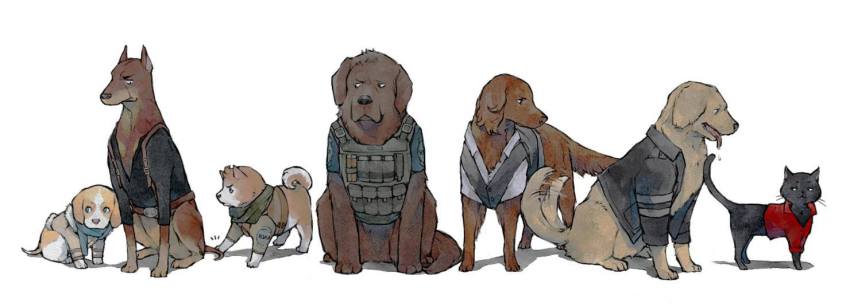 ada_wong animalization beagle cat chris_redfield doberman_pinscher dog golden_retriever helena_harper jake_muller labrador_retriever lanimalu leon_s._kennedy resident_evil resident_evil_2 resident_evil_6 sherry_birkin welsh_corgi