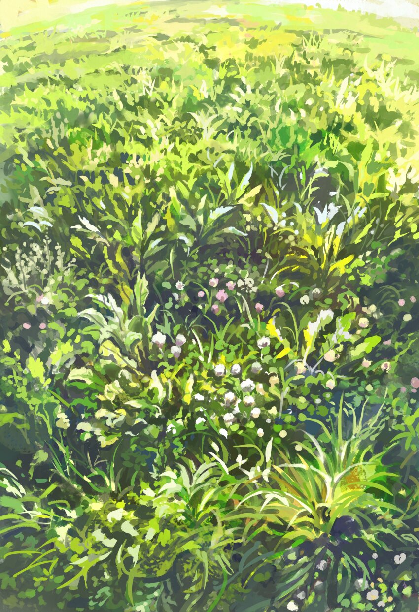 absurdres flower grass grasslands highres no no_humans original pink_flower plant plant_focus sanegesan white_flower