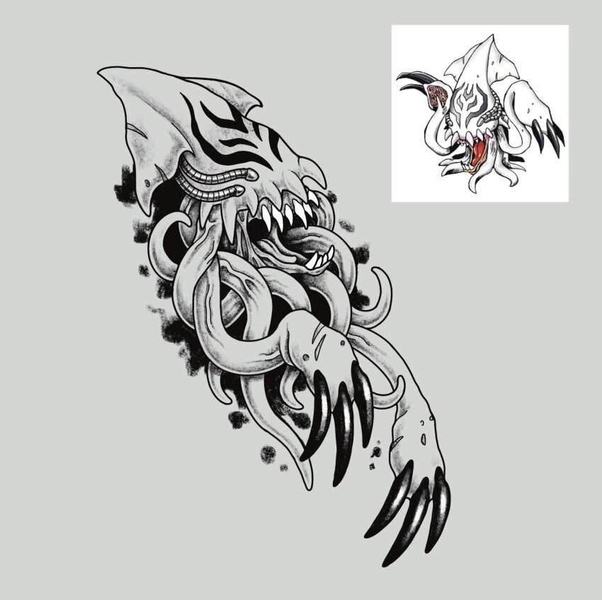 claws digimon digimon_(creature) gesomon highres sharp_teeth solo teeth tentacles
