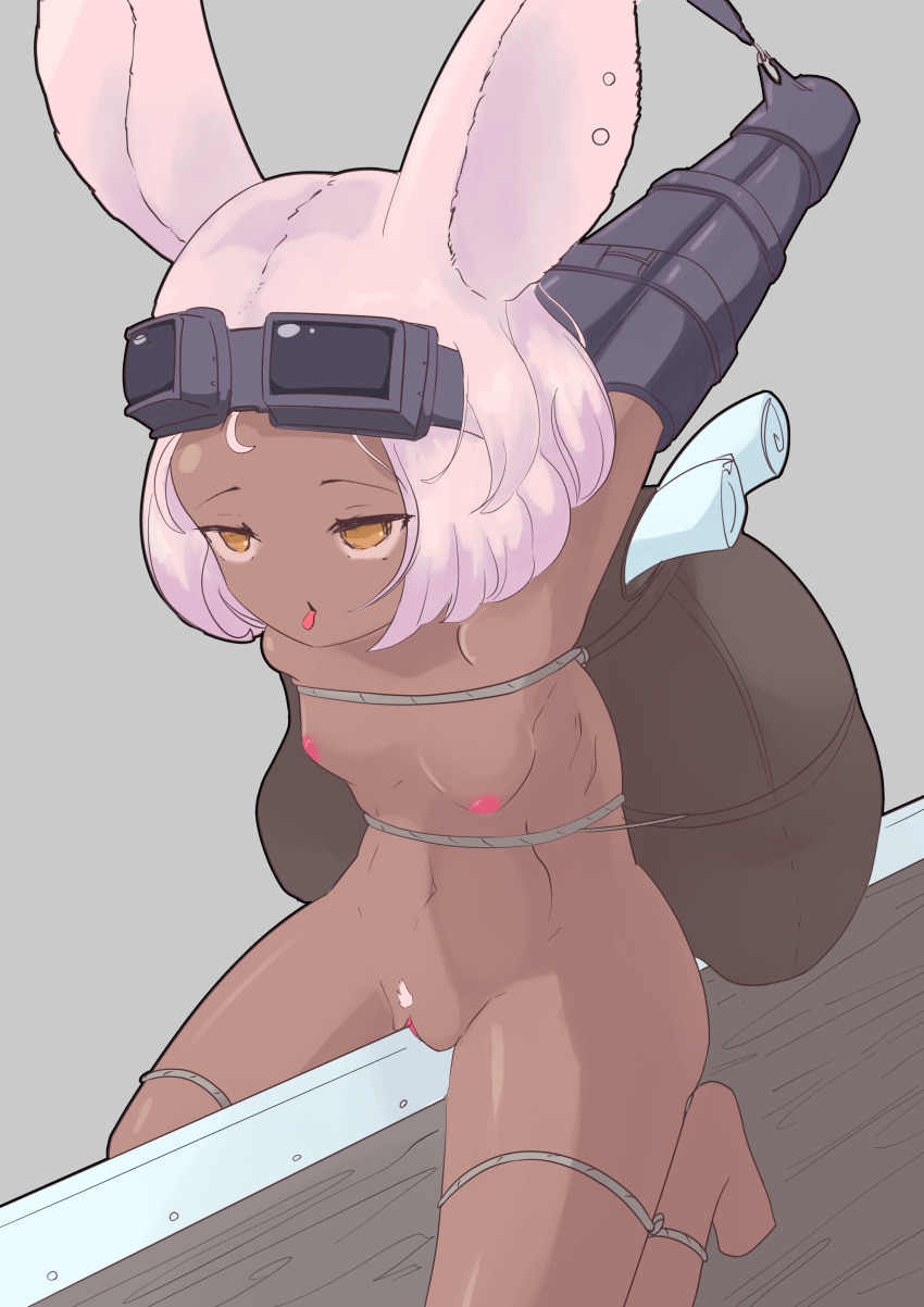 absurdres animeretrograde armbinder bdsm bondage bound bound_legs highres lime rabbit_ears strappado trinity_trigger video_game wooden_horse