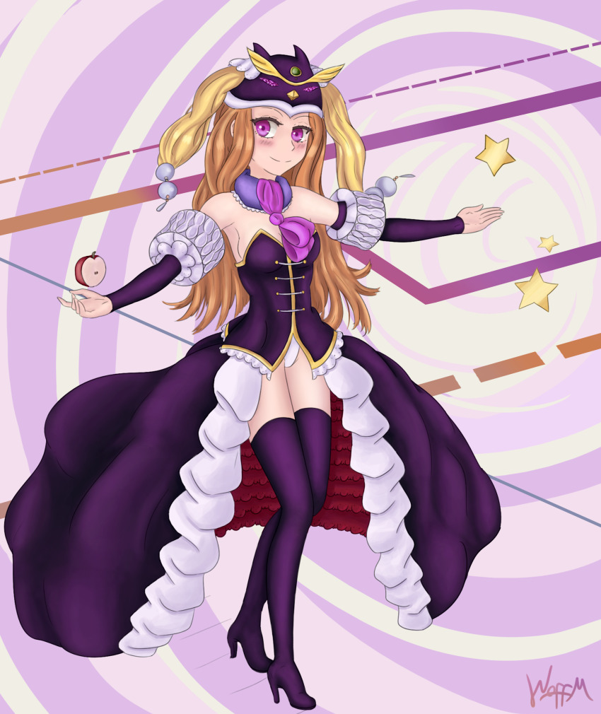 animal_hat apple black_boots boots food fruit full_body hat high_heel_boots high_heels highres mawaru_penguindrum princess_of_the_crystal seizon_senryaku solo takakura_himari thigh_boots thighhighs user_kcce4543