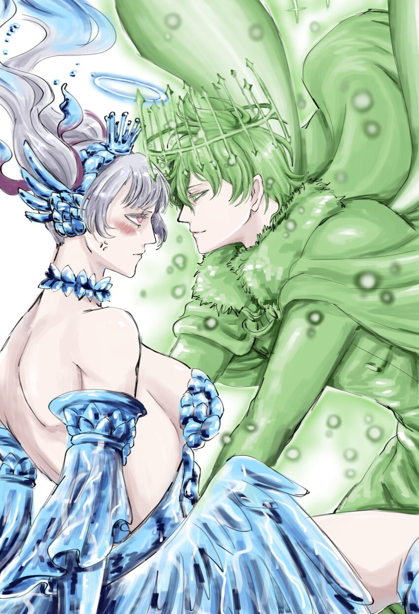 1boy 1girl black_clover hetero highres hot noelle_silva tagme yuno_(black_clover)