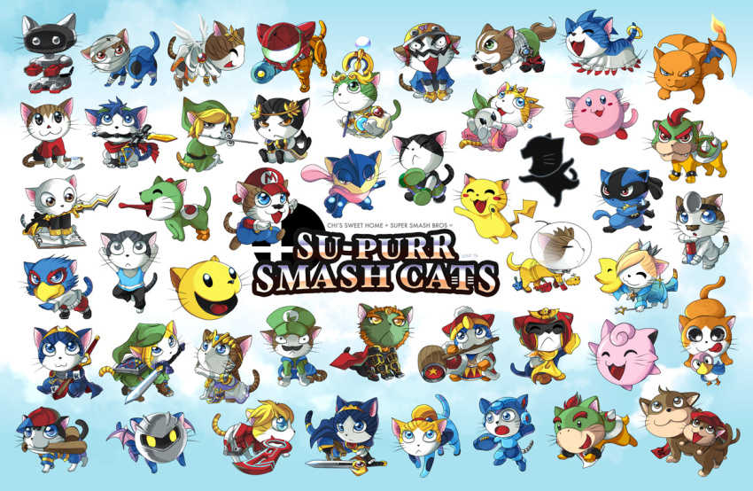 absolutely_everyone animal_crossing animalization annotated axe baseball_bat beak bird blue_eyes blue_pikmin book bowser bowser_jr. boxing_gloves brown_eyes capsule captain_falcon cat charizard chi&#039;s_sweet_home crown dark_pit diddy_kong dog donkey_kong donkey_kong_(series) dr._mario duck duck_hunt everyone f-zero facial_hair falco_lombardi fire_emblem fox_mccloud game_&amp;_watch ganondorf gen_1_pokemon gen_4_pokemon gen_6_pokemon greninja grey_eyes hat headset helmet ike_(fire_emblem) jewelry jigglypuff kid_icarus king_dedede kirby kirby_(series) link little_mac lots_of_jewelry lucario lucina_(fire_emblem) luigi luma_(mario) mario mario_(series) marth_(fire_emblem) mega_man_(character) mega_man_(series) megavitamin meme meta_knight metroid monado monkey mother_(series) mother_2 mr._game_&amp;_watch mustache ness_(mother_2) nintendo no_humans non-humanoid_robot olimar pac-man pac-man_(game) palutena parody pikachu pikmin_(creature) pikmin_(series) pink_eyes pit_(kid_icarus) pokemon pokemon_(creature) princess_peach princess_zelda pun punch-out!! red_eyes red_pikmin ring rob robin_(fire_emblem) robot rosalina samus_aran sheik shield shulk_(xenoblade) sonic_(series) sonic_the_hedgehog star_fox super_mario_bros._1 super_mario_galaxy super_smash_bros. sword tail the_legend_of_zelda the_legend_of_zelda:_the_wind_waker tiara tongue toon_link turnip villager_(animal_crossing) wand wario wavechan weapon wii_fit wii_fit_trainer wii_fit_trainer_(female) wings xenoblade_chronicles_(series) yellow_pikmin yoshi zero_suit