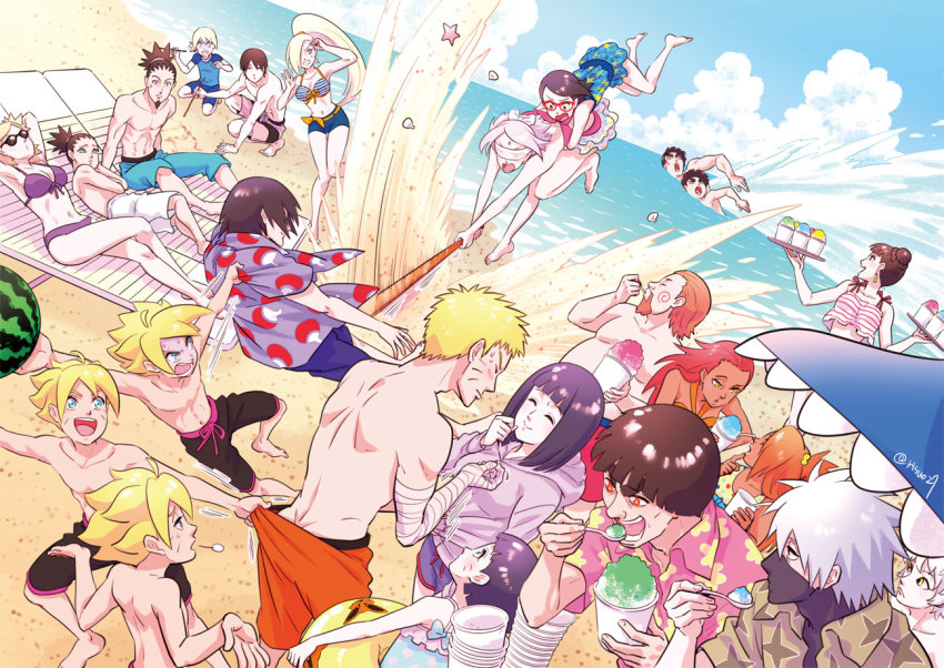 6+boys 6+girls akimichi_chouchou akimichi_chouji aqua_eyes back bare_back baseball_bat beach beach_chair beard belly bikini black_hair black_male_swimwear black_swim_trunks blindfold blonde_hair blue_eyes blue_male_swimwear blue_sky blue_swim_trunks boruto:_naruto_the_movie boruto:_the_movie bowl_cut breasts brother_and_sister brown_hair butt_crack cheek_swirl cleavage clone closed_eyes cloud day deck_chair drawstring eating everyone facial_hair facial_mark family father_and_daughter father_and_son food forehead forehead_mark fruit goatee hair_over_one_eye half_mask haruno_sakura hatake_kakashi hawaiian_shirt hood hoodie husband_and_wife hyuuga_hinata innertube karui_(naruto) knees kurama_(naruto) kyuubi_(naruto) legs male_swimwear mask medium_breasts metal_lee might_guy mitsuki_(naruto) mother_and_daughter mother_and_son multiple_boys multiple_girls nara_shikadai nara_shikamaru naruto naruto_(series) ocean open_mouth orange_hair outdoors pink_hair ponytail purple_hair red_eyes red_hair risuo rock_lee sai_(naruto) sand seashell shaved_ice shell shirt short_hair siblings sky spiked_hair starfish suikawari swim_ring swim_trunks swimming swimsuit temari_(naruto) tenten_(naruto) thighs topless_male uchiha_sarada uchiha_sasuke uzumaki_boruto uzumaki_himawari uzumaki_naruto watermelon whisker_markings whiskers white_hair yamanaka_ino yamanaka_inojin yellow_eyes