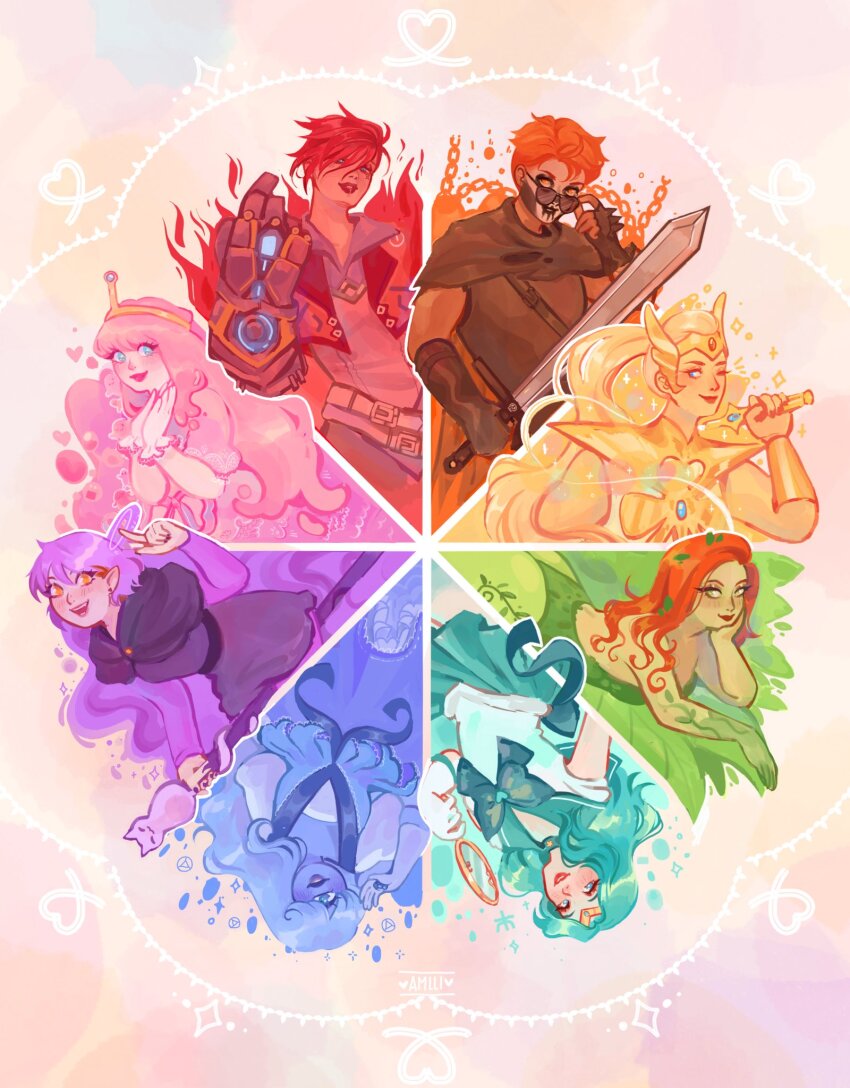 6+girls adjusting_eyewear adventure_time amity_blight amlli arcane:_league_of_legends arcane_vi bishoujo_senshi_sailor_moon blonde_hair blue_eyes blue_hair blue_skin character_request color_wheel_challenge colored_skin colorful copyright_request dc_comics hand_on_own_cheek hand_on_own_face heart highres kaiou_michiru league_of_legends lipstick long_hair looking_at_viewer looking_over_eyewear makeup multiple_drawing_challenge multiple_girls one-eyed orange_eyes orange_hair pink_hair poison_ivy princess_bonnibel_bubblegum purple_hair red_hair sailor_neptune sapphire_(steven_universe) she-ra she-ra_and_the_princesses_of_power short_hair signature steven_universe sunglasses the_owl_house vi_(league_of_legends)