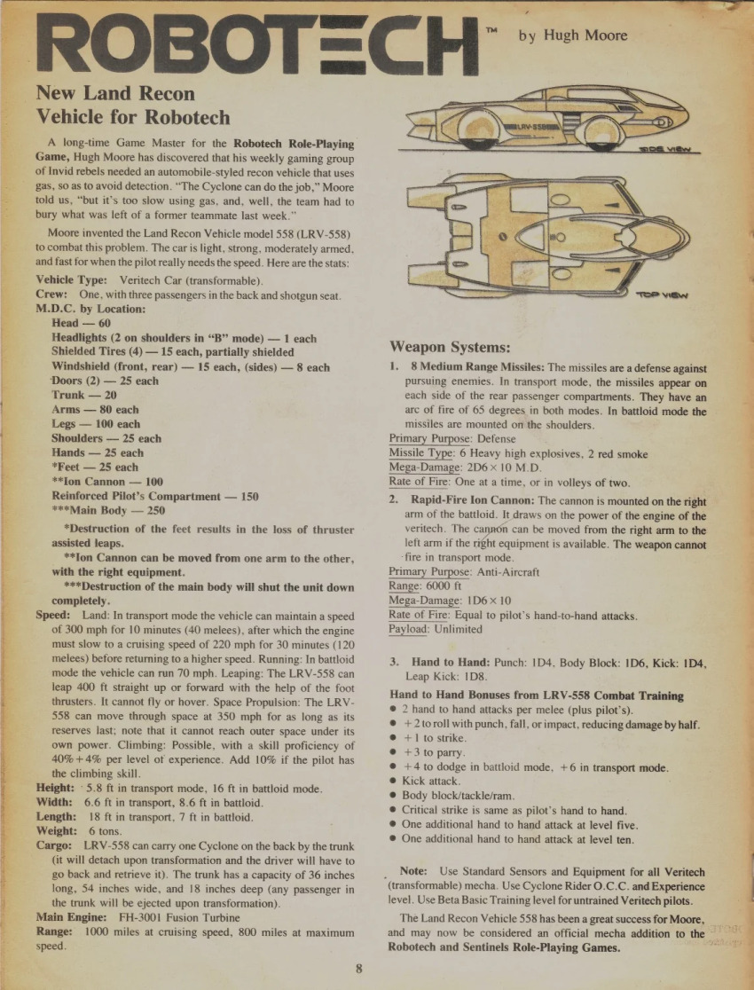 bluepints blueprint car harmony_gold highres motor_vehicle palladium_books robotech stats wheels