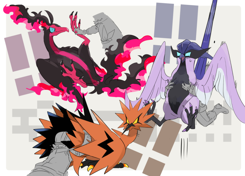 ! !! ^^^ ambiguous_gender animal_focus animal_sexualization blue_eyes blue_sclera bright_pupils closed_mouth colored_sclera commentary_request face_in_ass fluffy galarian_articuno galarian_form galarian_moltres galarian_zapdos gen_8_pokemon grabbing_from_behind grey_background hand_on_another&#039;s_foot legendary_pokemon looking_back lying nintendo no_humans on_back open_mouth original parted_lips pocket pokemon pokemon_(creature) spread_legs sweatdrop warhammer_40k white_pupils yellow_eyes yellow_sclera ytot_335