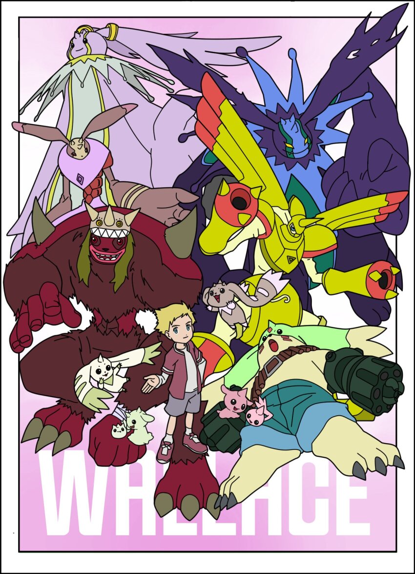 andiramon blonde_hair cherubimon cherubimon_(vice) cherubimon_(virtue) chocomon cocomon digimon digimon_(creature) evolutionary_line gargomon gummymon highres horns looking_at_viewer lopmon rapidmon_(armor) terriermon wallace_(digimon) wendimon zerimon