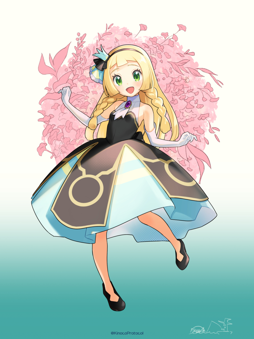 1girl alternate_costume blonde_hair green_eyes highres kinocopro lillie_(pokemon) may_(champion)_(pokemon) may_(pokemon) nintendo pokemon pokemon_masters_ex pokemon_sm solo