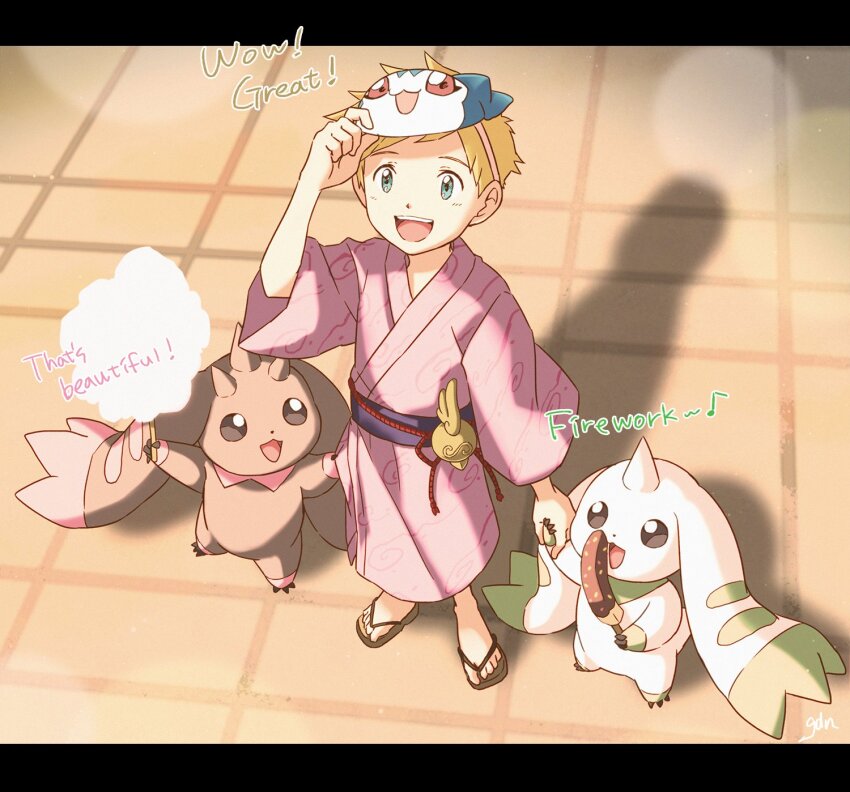 3boys chibimon digimental digimental_of_fate digimon dog highres horns lopmon mask multiple_boys rabbit smile terriermon wallace_(digimon)