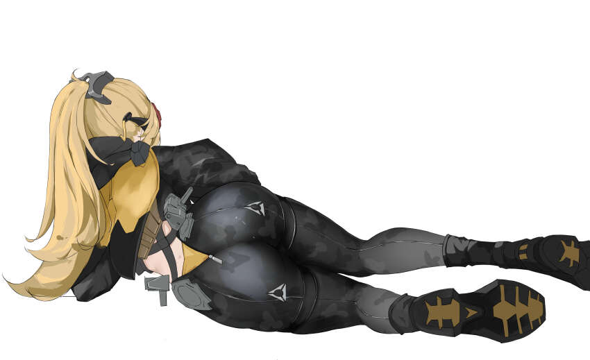 1girl ass blonde_hair shoes smurtz sneakers tagme trigger_(zenless_zone_zero) zenless_zone_zero