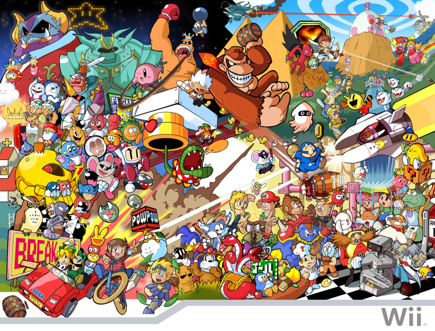 1up 6+boys 6+girls ?_block absolutely_everyone alloy_lantern angry_sun annotation_request armor arrow_(projectile) arthur axe aztec_adventure barrel beat_(mega_man) bicycle bin_(user_mtsh7744) bird birdo blooper_(mario) bob-omb bomb bomb_jack bomberman boo_(mario) bow_(weapon) bracer bub bubble bubble_bobble bullet_bill burger burgertime capcom car carbuncle_(puyopuyo) castlevania_(1986) castlevania_(series) cheep_cheep cherry chick chocobo cloud coin cookie cosplay crossover cut_man darius_(series) day dig_dug dk dog donkey_kong donkey_kong_(series) dr._eggman dr._wily_(mega_man) dragon_quest druaga_no_tou dynamite_dux ebisumaru egg enix everyone explosive fairy famicom family_computer_robot fantasy_zone final_fantasy final_fantasy_ii fire_flower flicky_(character) food fruit game_&amp;_watch game_boy game_boy_(original) game_console ganbare_goemon ganon ganondorf ghost gilgamesh_(druaga) goemon goomba gradius hammer_bro handheld_game_console heart highres hipopo holding holding_sword holding_weapon hudson hydra ice_climber ice_climbers jack_(bomb_jack) kid_dracula kid_dracula_(game) kid_icarus king_fossil king_hippo kirby kirby_(series) kiwi_(bird) konami koopa koopalings lakitu lala liquid_kids luigi madou_monogatari makaimura manuel_guzman_(lolo) mappy mario_(series) mega_man_(character) mega_man_(classic) mega_man_(series) mega_man_1 meka_dragon met_(mega_man) metroid metroid_(creature) metroid_larva moai moogle morton_koopa_jr. motor_vehicle mr._game_&amp;_watch multiple_boys multiple_crossover multiple_girls mushroom namco nana_(ice_climber) nes night ninja ninja_(final_fantasy) nintendo opa-opa out_run outdoors owl pac-man pac-man_(game) parodius peter_pepper piranha_plant pit_(kid_icarus) police pooka_(dig_dug) popo_(ice_climber) pow_block princess_peach princess_tomato princess_tomato_in_salad_kingdom proto_man psycho_fox punch-out!! puyo_(puyotopia) puyopuyo puzzle_bobble pyramid_(structure) rainbow red_arremer rick rick_(splatterhouse) rick_taylor rob robot rockin&#039;_cats roll_(mega_man) sega simon_belmont simon_belmont_(cosplay) sky slime_(creature) slime_(dragon_quest) slime_(substance) son_son sonic_(series) sonic_the_hedgehog spacecraft splatterhouse square_enix sun super_mario_bros._1 super_mario_bros._2 super_mario_bros._3 super_nintendo super_star super_star_(mario) sword taito the_legend_of_zelda the_legend_of_zelda_(nes) toaplan ton_ton treasure_chest triforce twinbee vic_tokai vic_viper virtual_console warp_pipe weapon white_bomberman wii willy windfish&#039;s_egg wonder_boy wonder_boy_(character) wonder_boy_(game) yellow_devil_(mega_man) |_|