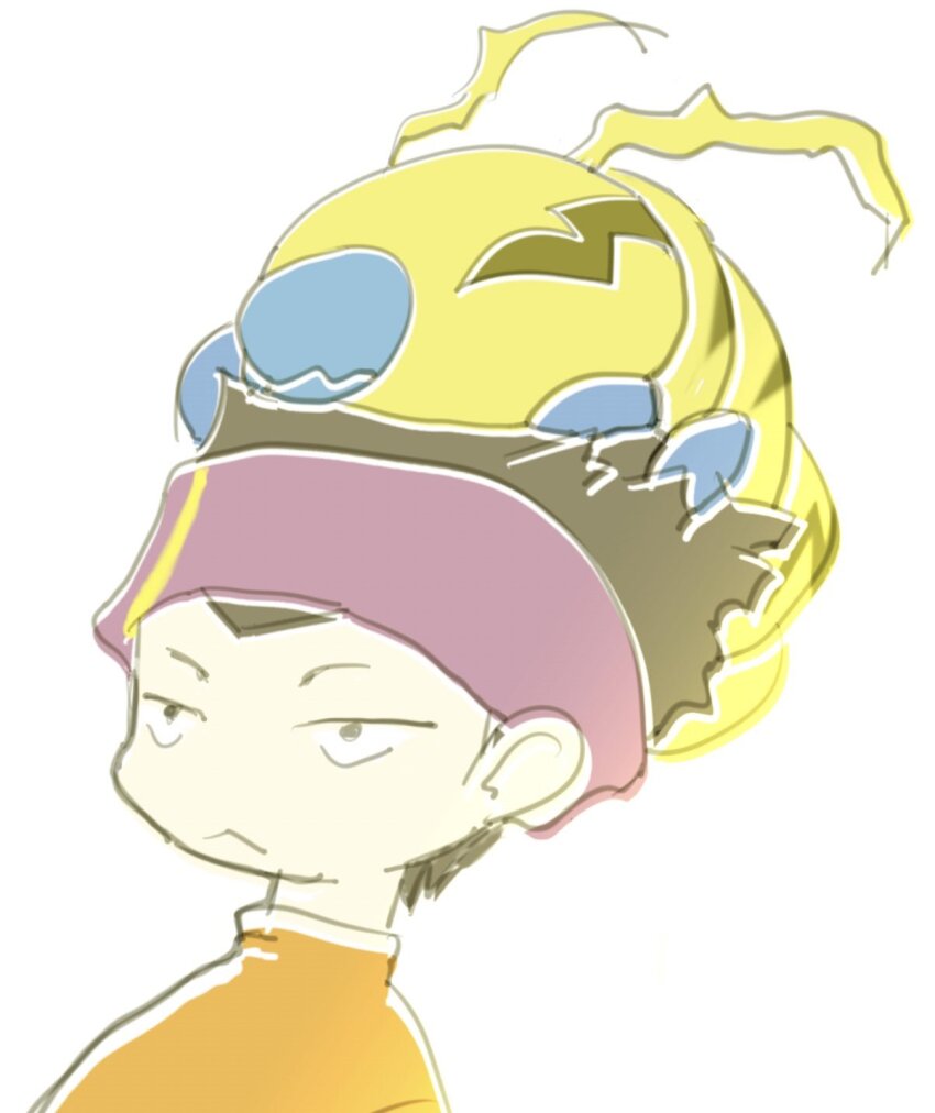 antennae bandana beak digimon digimon_(creature) expressionless highres kunemon no_eyes tominaga_ryo