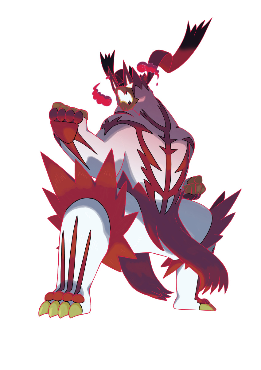 absurdres artist_request clenched_hands dynamax full_body gen_8_pokemon gigantamax gigantamax_urshifu_(single) highres legendary_pokemon nintendo no_pupils official_art open_mouth outline pokemon pokemon_(creature) pokemon_focus pokemon_swsh red_clouds solo standing third-party_source urshifu urshifu_(single) white_outline