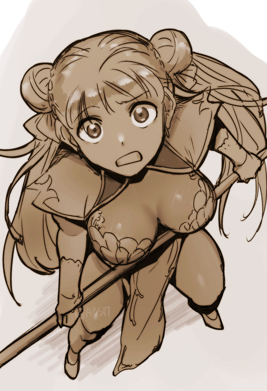 1girl aoba_(smartbeat) breasts character_request highres large_breasts looking_at_viewer looking_up tagme