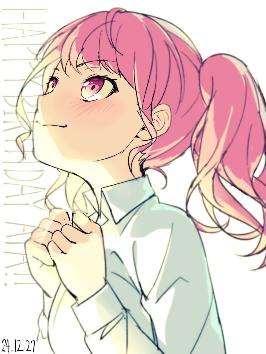 1girl absurdres bang_dream! highres long_hair maruyama_aya nobusawa_osamu pink_hair smile twintails
