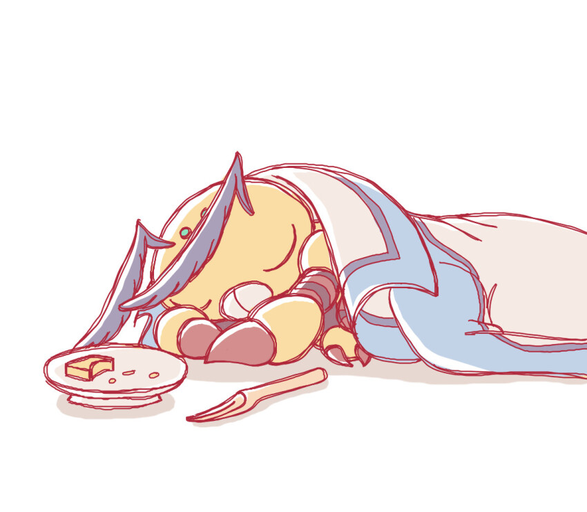 bee bug closed_eyes digimon digimon_(creature) funbeemon insect plate sleeping solo