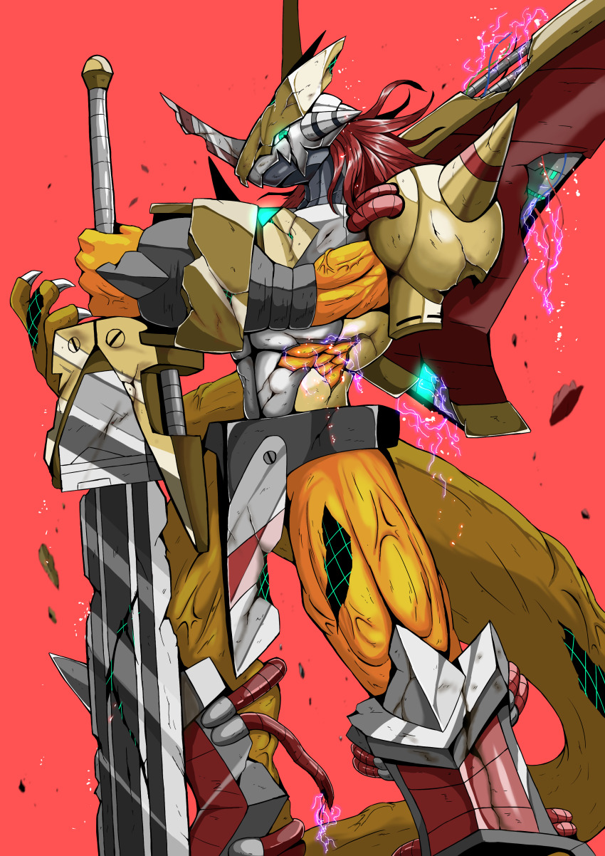 1boy absurdres digimon digimon_(creature) highres male_focus muscular muscular_male solo victorygreymon wireframe