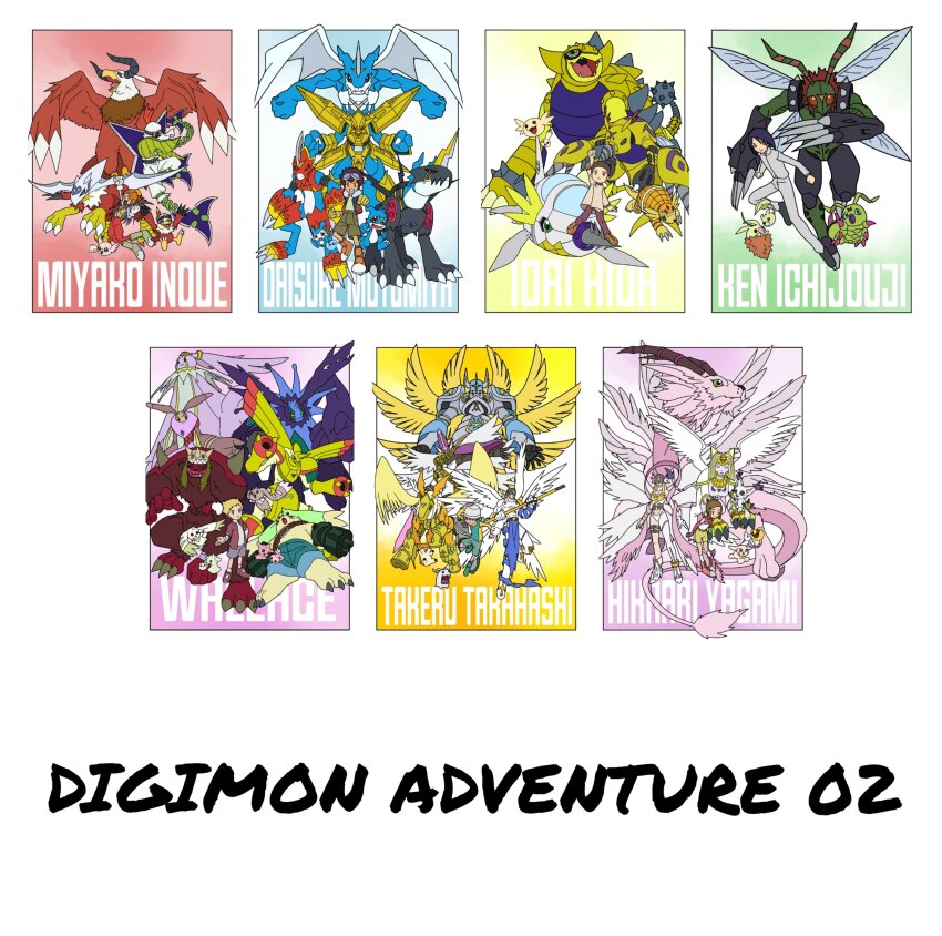 2girls 4boys absurdres andiramon angemon angewomon ankylomon aquilamon armadillo armadimon bird bug cat cherubimon cherubimon_(vice) cherubimon_(virtue) chibimon chicomon chocomon cocomon covered_eyes cross digimon digimon_(creature) digimon_adventure_02 digmon doguu expressionless fladramon fusion galgomon glasses gummymon hawkmon helmet hida_iori highres holsmon holyangemon holydramon ichijouji_ken inoue_miyako leafmon lighdramon long_ears long_hair lopmon magnamon mask minomon motomiya_daisuke multiple_boys multiple_girls nefertimon nyaromon orange_eyes patamon pegasmon pink_hair plotmon poromon poyomon pururumon rapidmon_(armor) seraphimon shakkoumon shurimon silphymon stingmon submarimon tailmon takaishi_takeru terriermon tokomon tsubumon upamon v-mon wallace_(digimon) wendimon wings wormmon xv-mon yagami_hikari yukimibotamon zerimon