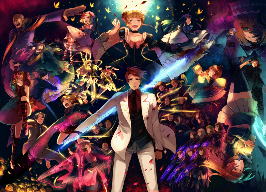 00s 07th_expansion 6+boys 6+girls absolutely_everyone animal_ears aqua_hair armband asmodeus_(umineko) back-to-back battle beatrice_(umineko) beelzebub_(umineko) belphegor_(umineko) black_hair blonde_hair blue_eyes blue_hair book bow breasts brown_eyes brown_hair bug butterfly chain chiester00 chiester410 chiester45 chiester_sisters closed_eyes coat crown dress drill_hair epic eva_beatrice everyone eyepatch facial_hair flower flying footwear_ribbon formal_clothes frederica_bernkastel frills gaap_(umineko) glasses gloves goatman_(umineko) gouda_toshirou green_hair hair_bobbles hair_bow hair_ornament hanokage hat highres holding_hands insect jacket japanese_clothes kanon_(umineko) kimono lambdadelta leviathan_(umineko) long_hair lucifer_(umineko) mammon_(umineko) maria_(umineko) mary_janes mini_hat mini_top_hat monocle multiple_boys multiple_girls mustache nanjou_terumasa necktie no_naku_koro_ni_(series) orange_hair panties petals pink_hair ponytail purple_eyes rabbit_ears red_eyes red_hair ribbon ringlets ronove_(umineko) sakutarou_(umineko) sash satan_(umineko) scarf scepter shannon_(umineko) shoes short_hair showgirl_skirt sideboob stakes_of_purgatory sumadera_kasumi thighhighs tongue top_hat twintails umineko_no_naku_koro_ni underwear upside-down ushiromiya_ange ushiromiya_battler ushiromiya_eva ushiromiya_george ushiromiya_hideyoshi ushiromiya_jessica ushiromiya_kinzou ushiromiya_krauss ushiromiya_kyrie ushiromiya_maria ushiromiya_natsuhi ushiromiya_rosa virgilia_(umineko) weapon white_hair zettai_ryouiki