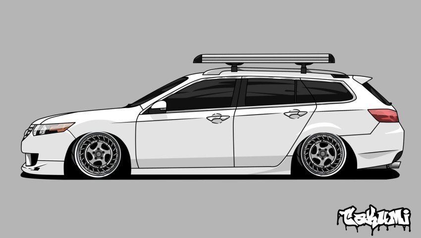 artist_name car from_side grey_background highres honda honda_accord motor_vehicle no_humans original shadow takumi_japans14 vehicle_focus white_car
