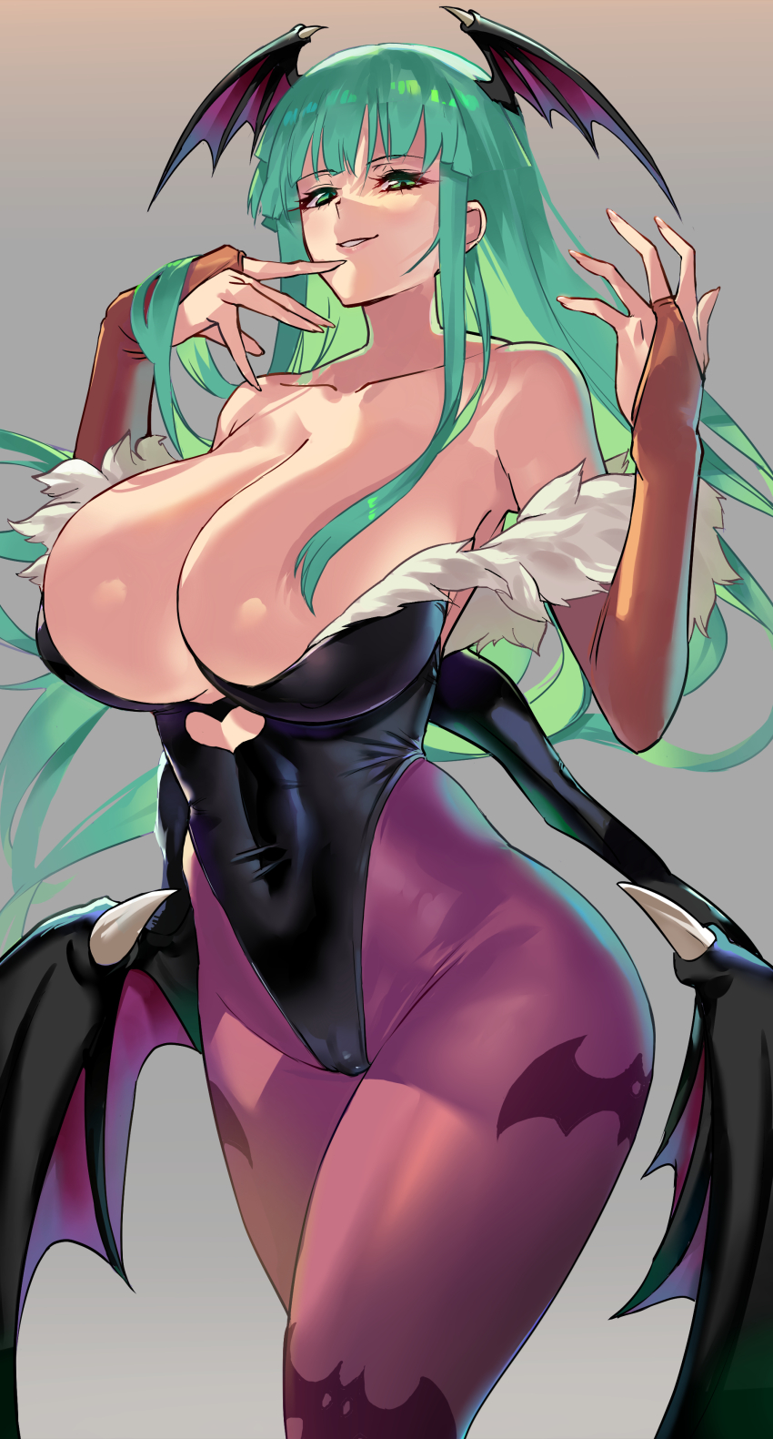 1girl absurdres breasts darkstalkers highres huge_breasts long_hair morrigan_aensland negresco
