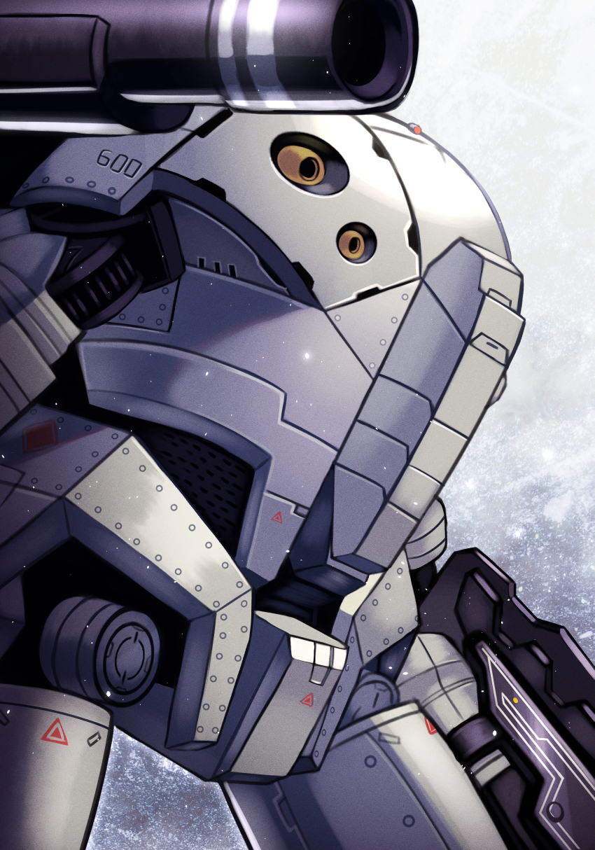 absurdres capcom gun highres joints lost_planet machine_gun mecha mecha_focus no_humans ptx-40a robot robot_joints rocket_launcher science_fiction shoulder_cannon silverchariotx snow solo weapon