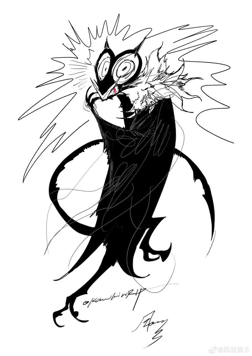 absurdres full_body gen_6_pokemon greyscale high_contrast highres kamikiririp monochrome nintendo no_humans noivern pokemon pokemon_(creature) pokemon_focus simple_background sketch spot_color white_background