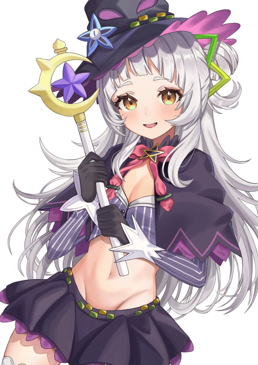 1girl artist_request groin highres hololive murasaki_shion murasaki_shion_(1st_costume) navel skirt tagme wand