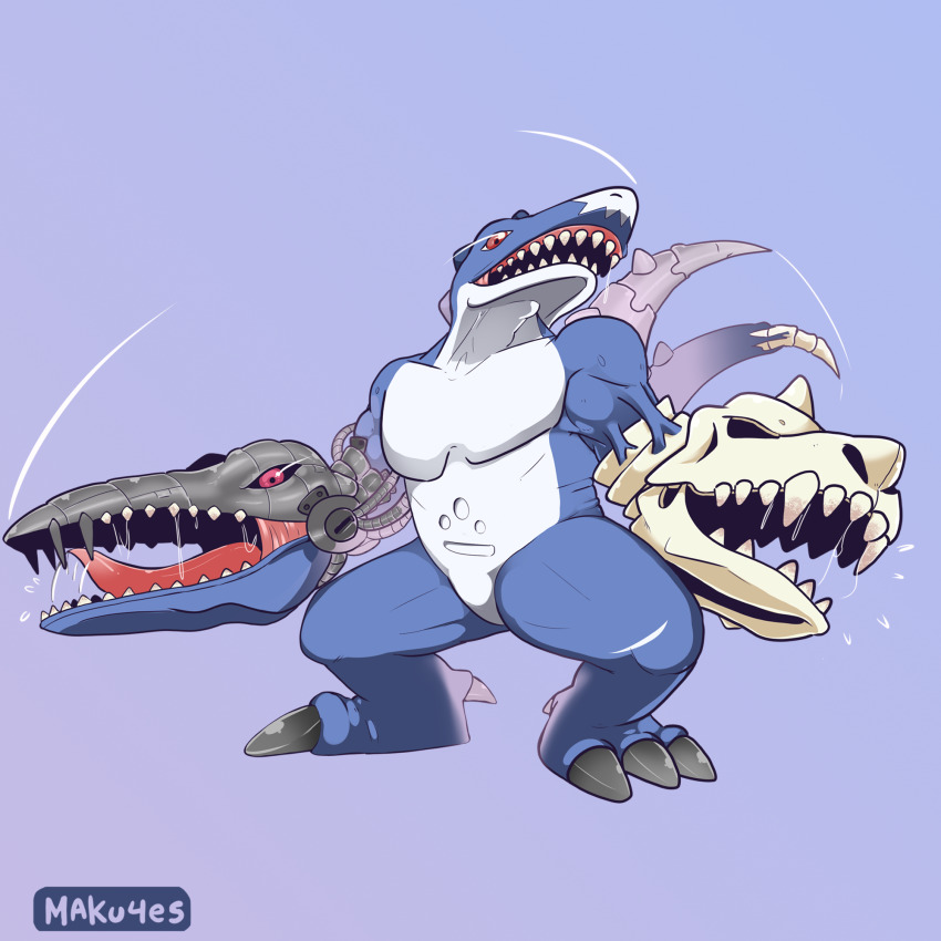 claws deltamon digimon digimon_(creature) highres open_mouth sharp_teeth tail teeth tongue tongue_out