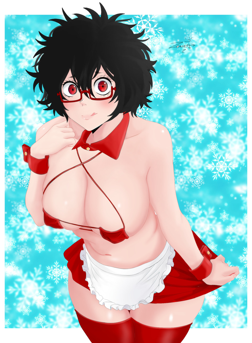 1girl apron black_clover blush breasts glasses large_breasts maid sally_(black_clover) zoner-kun