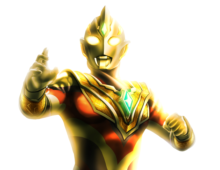 1boy absurdres alien alternate_form armor aura blue_gemstone breastplate clenched_hand color_timer colored_skin commentary compound_eyes crystal dorsal_fin fighting_stance forehead_jewel gem glowing glowing_eyes gold_aura gold_vambraces hands_up highres looking_at_viewer male_focus multicolored_skin muscular muscular_male outstretched_arms overexposure pectorals purple_skin red_skin silver_skin silver_trim simple_background solo tokusatsu ultra_series ultraman_trigger ultraman_trigger_(multi_type) ultraman_trigger_(series) upper_body vambraces white_background yellow_eyes yoshifuto
