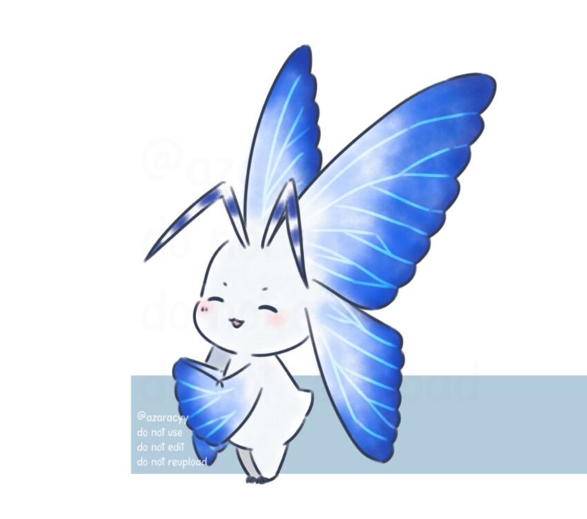 antennae blush closed_eyes digimon digimon_(creature) happy highres morphomon smile solo wings