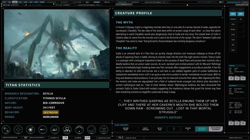 absurdres aircraft airplane building character_profile city concept_art conspiracy destruction explosion fighter_jet fog giant giant_monster godzilla:_king_of_the_monsters godzilla_(series) highres kaiju legendary_pictures military military_vehicle monarch_(monsterverse) monster monsterverse no_humans official_art promotional_art science scylla_(monsterverse) smoke tentacles text_focus toho viral_marketing