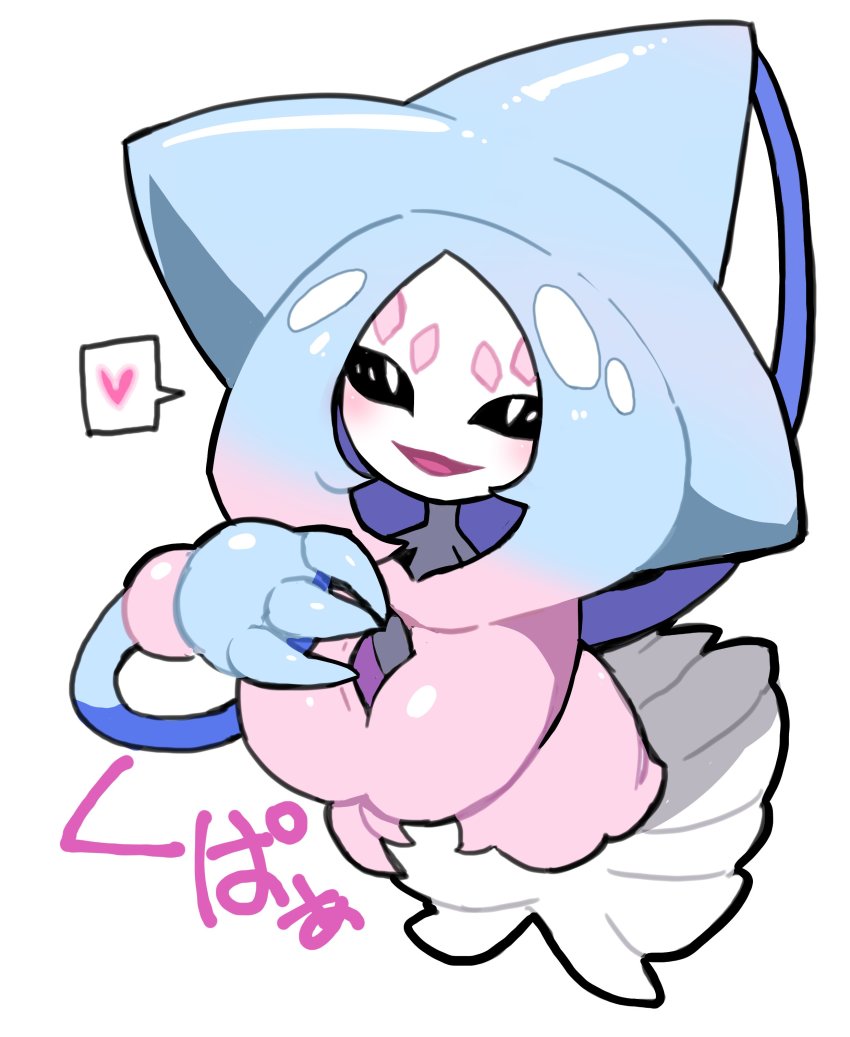 absurdres blush gen_8_pokemon hat hatterene heart highres looking_at_viewer looking_up nintendo no_humans open_mouth pokemon smile tanpopo_hayabusa-maru tentacles white_background witch_hat