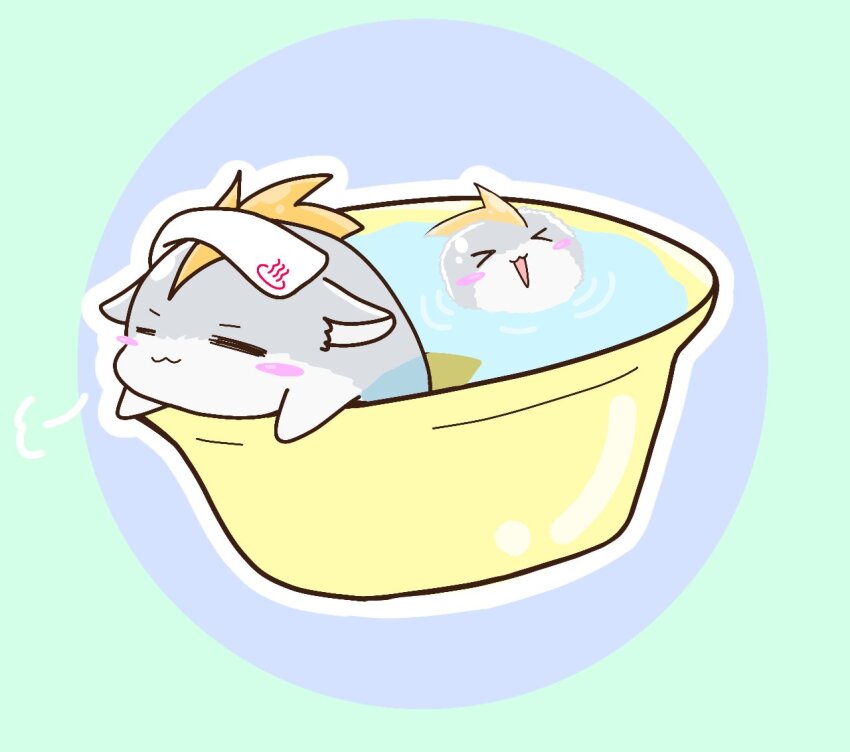 blonde_hair blush closed_eyes digimon digimon_(creature) pusumon pusurimon water