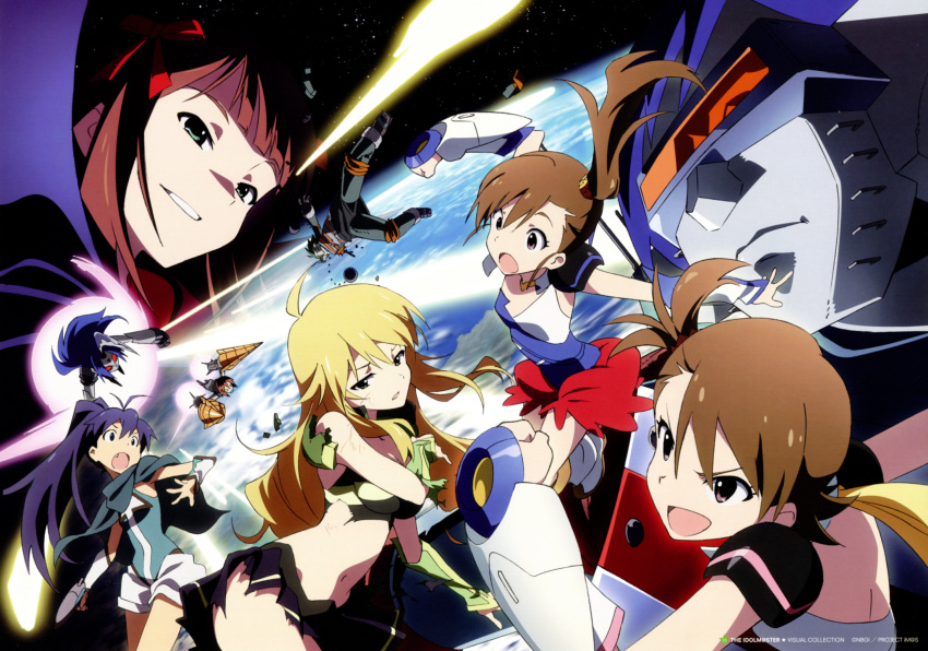 6+girls :d :o absurdres akizuki_ritsuko amami_haruka amemiya_akira azuscythe cape dark_haruka detexted earth_(planet) everyone fang futami_ami futami_mami ganaha_hibiki hagiwara_yukiho harustein highres hoshii_miki idolmaster idolmaster_(classic) kisaragi_(mujin_gattai_kisaragi) kisaragi_chihaya miura_azusa mujin_gattai_kisaragi multiple_girls navel official_art open_mouth planet power_glove ricchain scan siblings sisters smile third-party_edit torn_clothes twins yukidrill