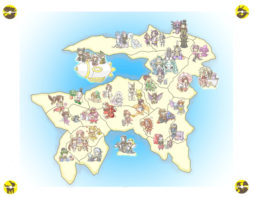 aaron_(pokemon) aircraft akechi_mitsuhide_(sengoku_musou) alakazam articuno axew aya_gozen blimp boldore braviary charizard chibi chimchar chosokabe_motochika conkeldurr darumaka date_masamune dewott dialga dirigible eevee froslass fukushima_masanori gallade game_freak gen_1_pokemon gen_2_pokemon gen_3_pokemon gen_4_pokemon gen_5_pokemon gengar golbat gothita groudon grovyle hattori_hanzo hero_(pokemon_conquest) heroine_(pokemon_conquest) highres hojo_ujiyasu honda_tadakatsu hosokawa_gracia hydreigon imagawa_yoshimoto inahime ishida_mitsunari ishida_mitsunari_(sengoku_musou) jigglypuff kaihime kato_kiyomasa kotaro_fuuma krookodile kunoichi_(sengoku_musou) kuroda_kanbei lampent lapras larvesta legendary_pokemon lucario luxio maeda_keiji map metagross mewtwo misdreavus mori_ranmaru mouri_motonari naoe_kanetsugu nene nene_(sengoku_musou) ninja nintendo nouhime oda_nobunaga oichi oichi_(pokemon_conquest) oichi_(sengoku_musou) okuni pawniard pikachu pineco piplup pokemon pokemon_conquest registeel rhyperior saika_magoichi sanada_yukimura_(sengoku_musou) sengoku_musou shieldon shimazu_yoshihiro sneasel snivy staravia tachibana_ginchiyo tachibana_muneshige takeda_shingen takenaka_hanbei terrakion tokugawa_ieyasu toyotomi_hideyoshi uesugi_kenshin zorua