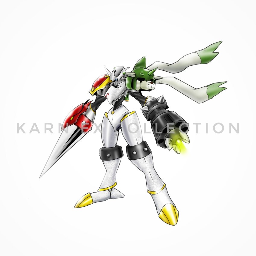 armor digimon digimon_(creature) digimon_tamers dukemon fusion highres omegamon oridigi original saintgalgomon solo weirdomonmaster