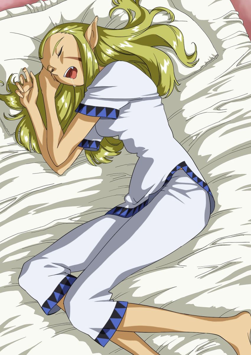 1girl blonde_hair breasts closed_eyes female_focus highres jessica_de_alkirk langerhans_2016 long_hair lunar lunar:_the_silver_star markings open_mouth pointy_ears solo