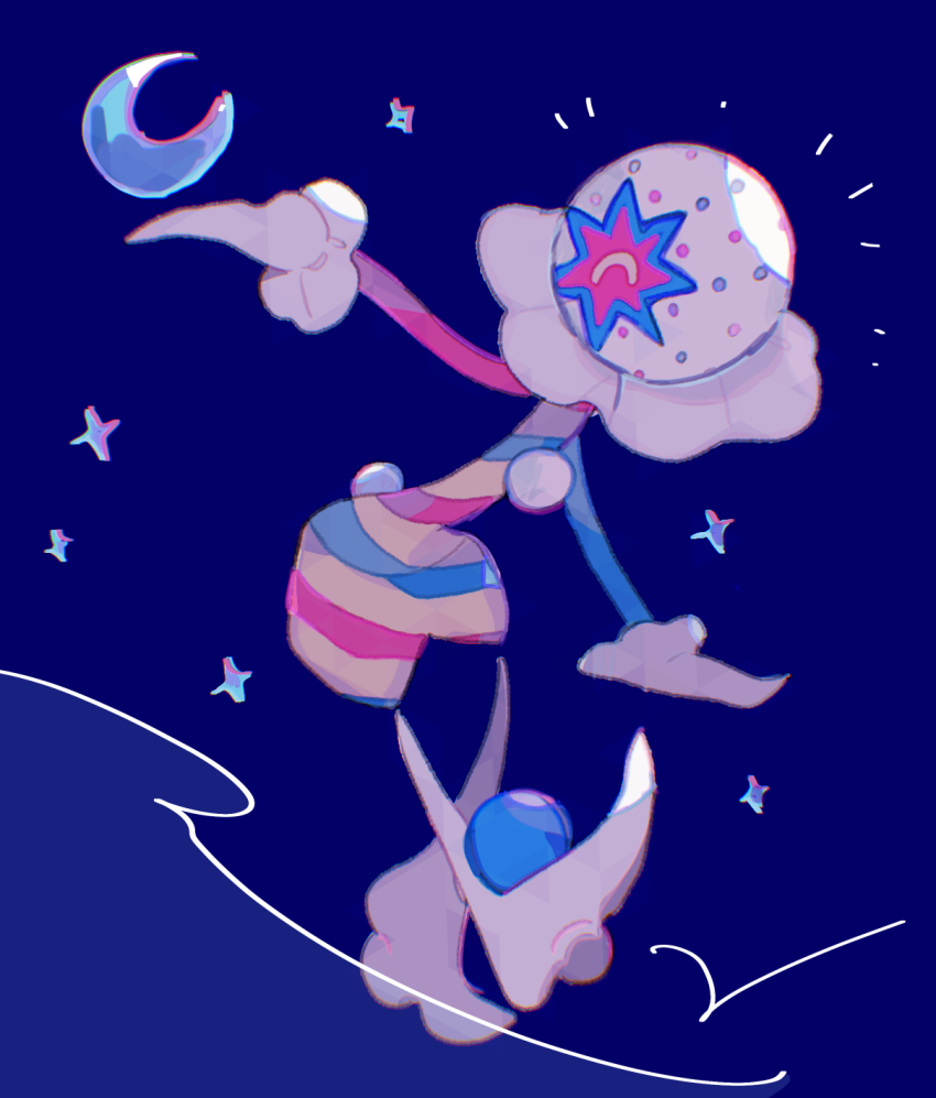 blacephalon blue_background full_body gen_7_pokemon highres nintendo pokemon pokemon_(creature) simple_background solo standing ultra_beast walking