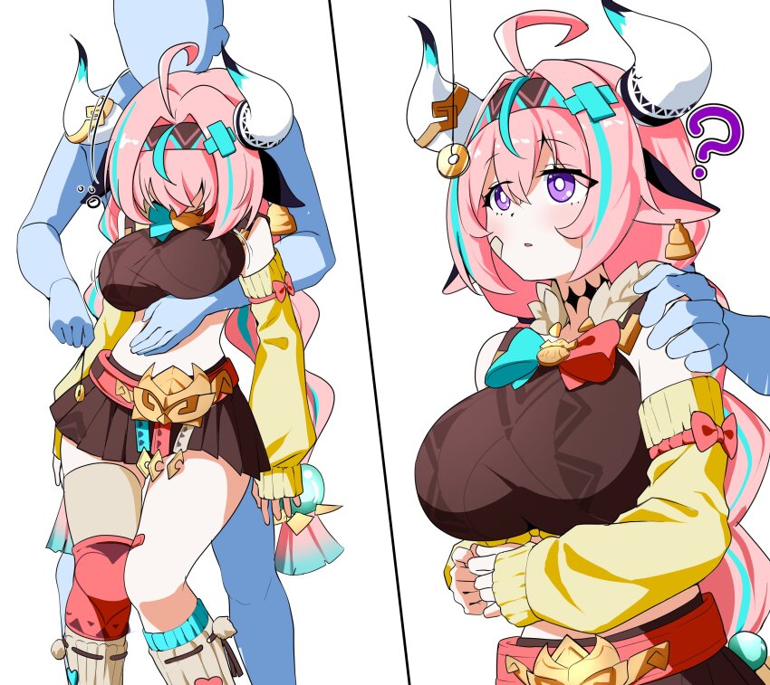 absurdres animal_ears bad_tag coin confused cow_girl etlabsotwe highres hypnosis mind_control pendulum pink_hair varesa_(genshin_impact)